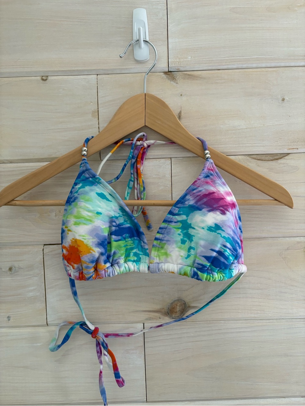 Hot Water Women's Multicolor Tie-Dye Triangle Bikini Top